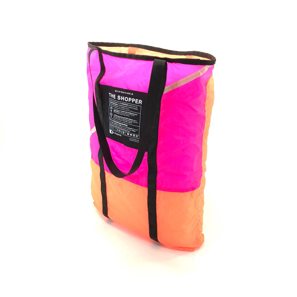 Shopper - Pink & Orange - KitePride Shopper - Pink & Orange - KitePride up-cycled recycled one of a kind fashion bags are repurposed from kitesurfing kite. Each bag is environmentally friendl
