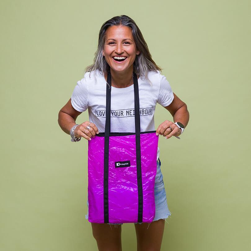 Shopper - Purple Power - KitePride Shopper - Purple Power - KitePride up-cycled recycled one of a kind fashion bags are repurposed from kitesurfing kite. Each bag is environmentally friendly
