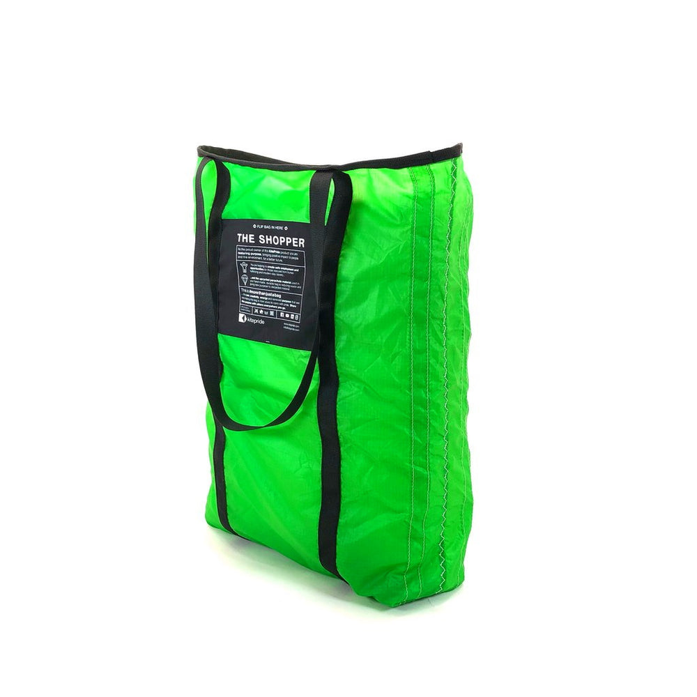 Shopper - Lime Green - KitePride Shopper - Lime Green - KitePride up-cycled recycled one of a kind fashion bags are repurposed from kitesurfing kite. Each bag is environmentally friendly